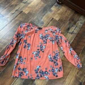Zac & Rachel Floral Blouse - Coral and Blue
